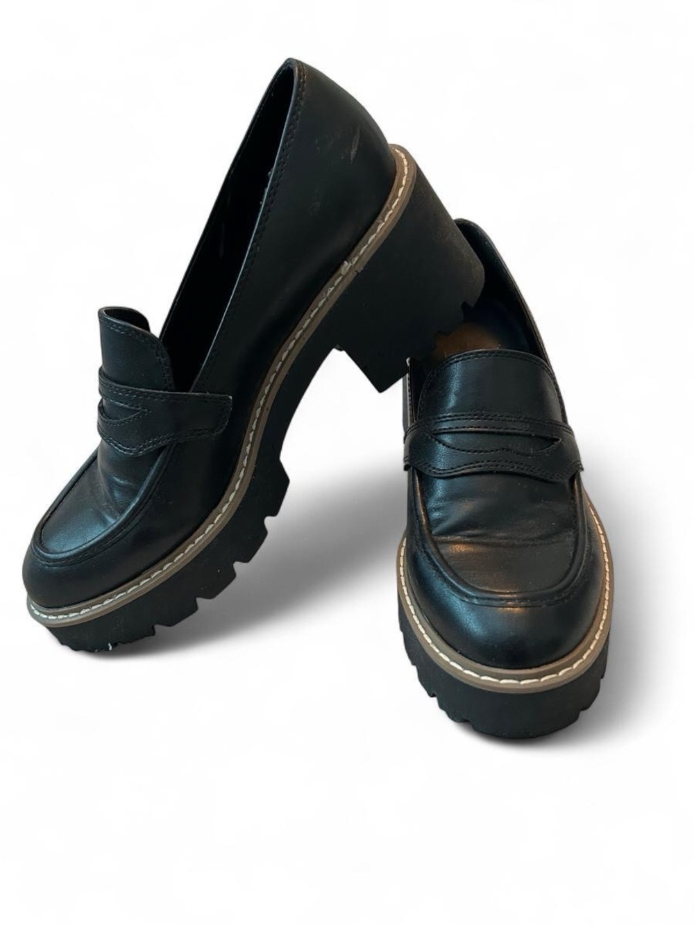 Dolce Vita black leather chunky lug sole platform loafers goth whimsygoth Size 9
